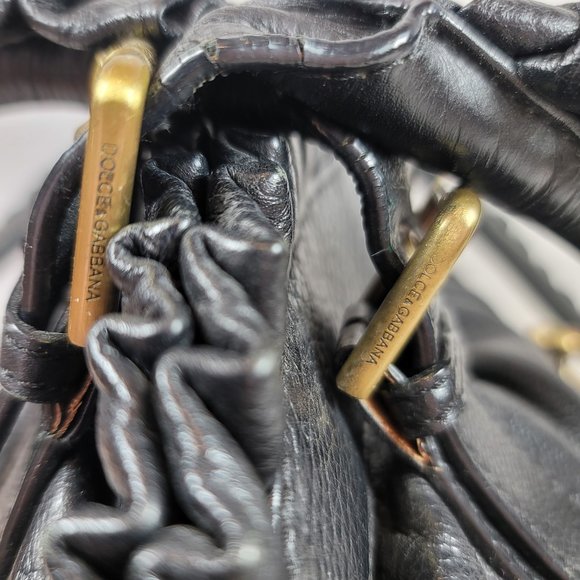 Stunning Dolce & Gabbana Ms Curly Black Leather Large Hobo Handbag - Picture 8 of 16